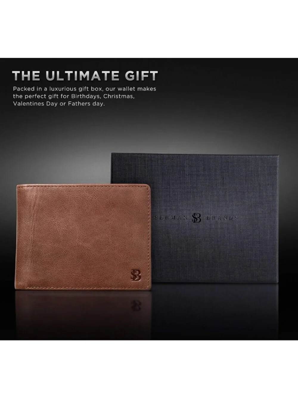 2 RFID Blocking Bifold Wallets for Men - Full Grain Leather, ID Window Design